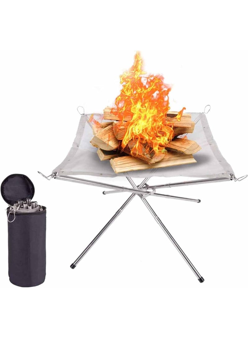 BlueFire Portable Fire Pit for Outdoor Camping & Backyard | 304 Stainless Steel Folding Fireplace with Carrying Bag | Mesh Fire Bowl for BBQ, Bonfire, Patio & Garden Heating | Lightweight, 5kg Load, Easy Assembly (42cm & 56cm Sizes) - Image 1